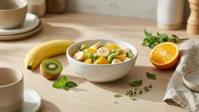 Ensalada de banana, kiwi y naranja