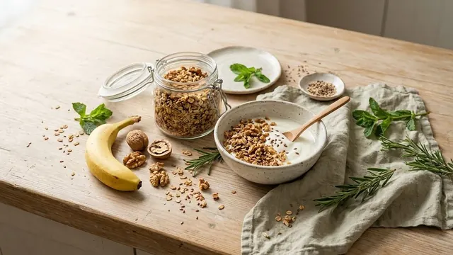 Granola casera con nueces y linaza