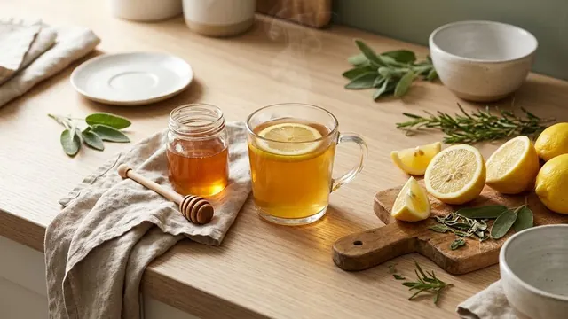 Agua tibia con miel y limón